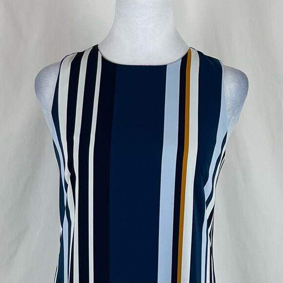 Ann Taylor Navy Bold Stripe Print Career Office Shift Dress NWOT Size 2 - Picture 3 of 12